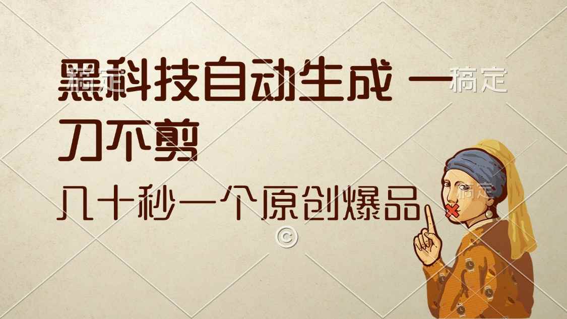 （12706期）黑科技自动生成 一刀不剪 几十秒一个原创作品-咩咩网络