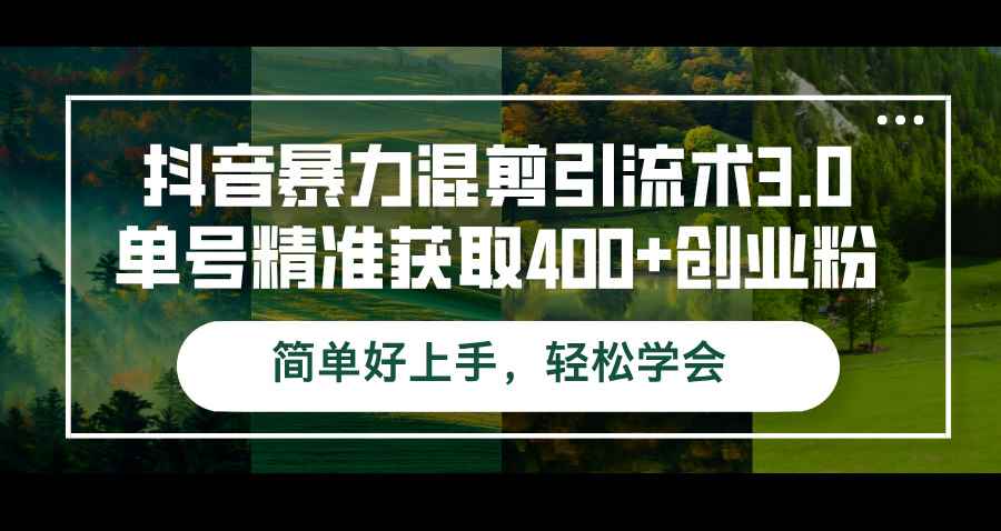 （12630期）抖音暴力混剪引流术3.0单号精准获取400+创业粉简单好上手，轻松学会-咩咩网络