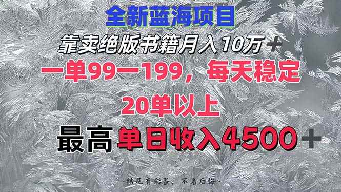 （12512期）靠卖绝版书籍月入10W+,一单99-199，一天平均20单以上，最高收益日入4500+-咩咩网络