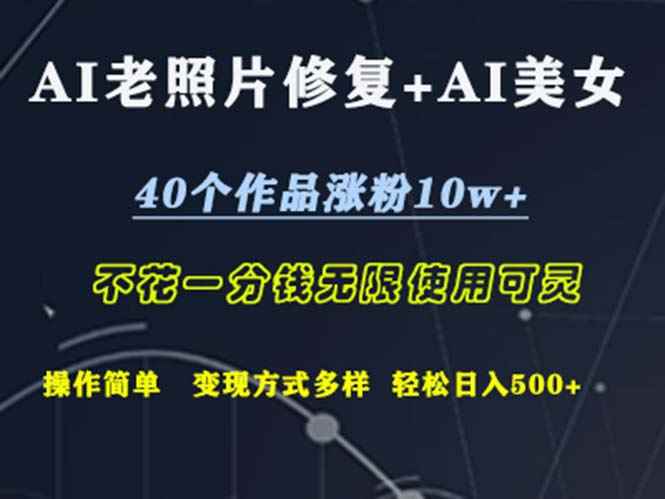 （12489期）AI老照片修复+AI美女玩发  40个作品涨粉10w+  不花一分钱使用可灵  操…-咩咩网络