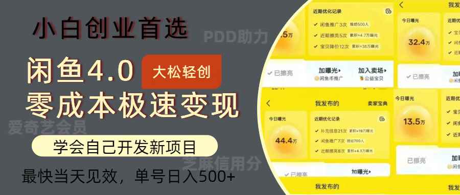 （12434期）闲鱼0成本极速变现项目，多种变现方式 单号日入500+最新玩法-咩咩网络