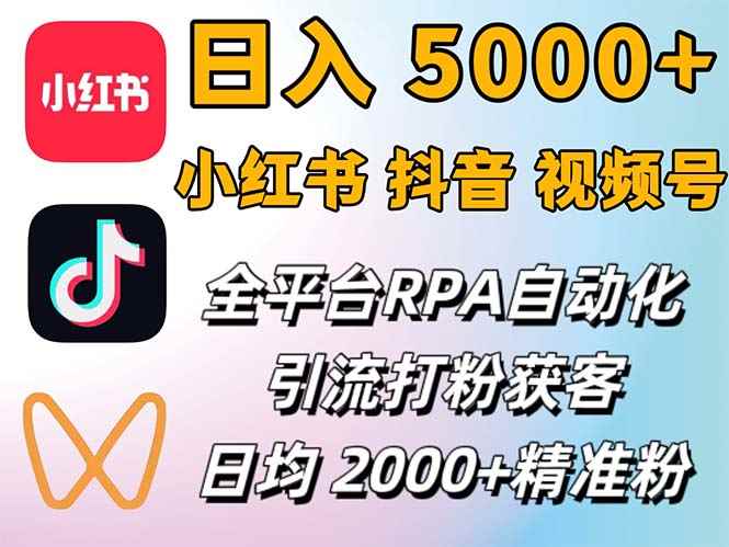 （12421期）小红书、抖音、视频号RPA全自动矩阵引流截流获客工具，日均2000+精准粉丝-咩咩网络