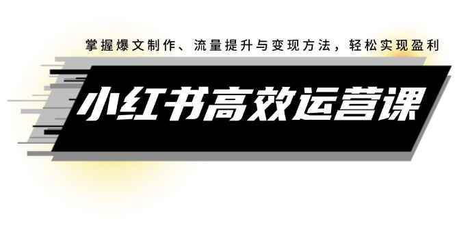 （12369期）小红书高效运营课：掌握爆文制作、流量提升与变现方法，轻松实现盈利-咩咩网络