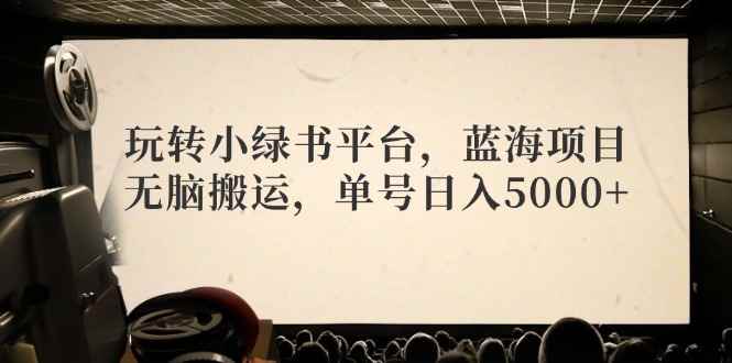 （12366期）玩转小绿书平台，蓝海项目，无脑搬运，单号日入5000+-咩咩网络