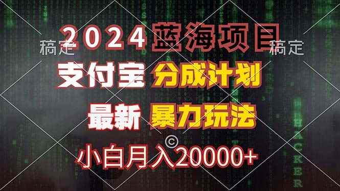 （12339期）2024蓝海项目，支付宝分成计划，暴力玩法，刷爆播放量，小白月入20000+-咩咩网络