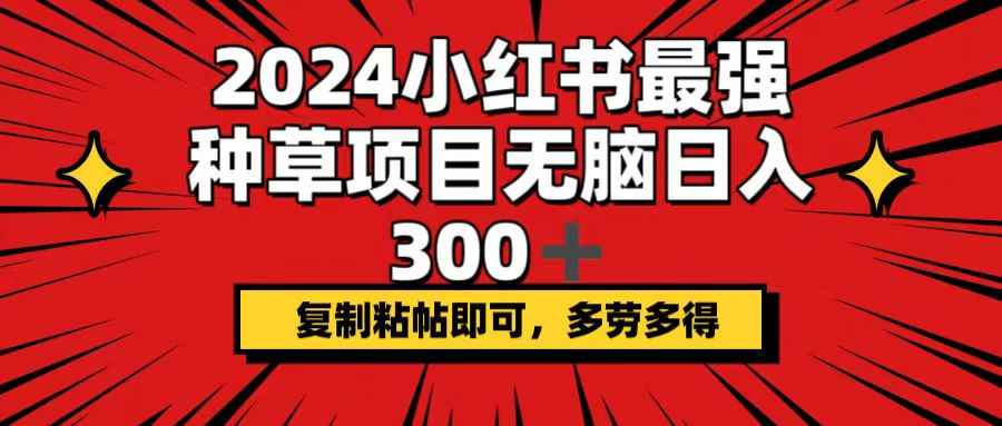 （12336期）2024小红书最强种草项目，无脑日入300+，复制粘帖即可，多劳多得-咩咩网络