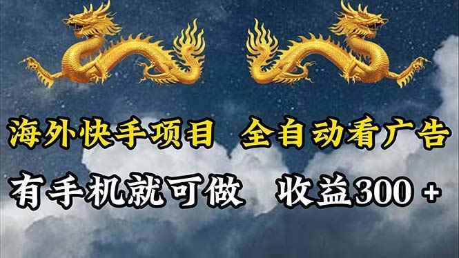 （12175期）海外快手项目，利用工具全自动看广告，每天轻松 300+-咩咩网络