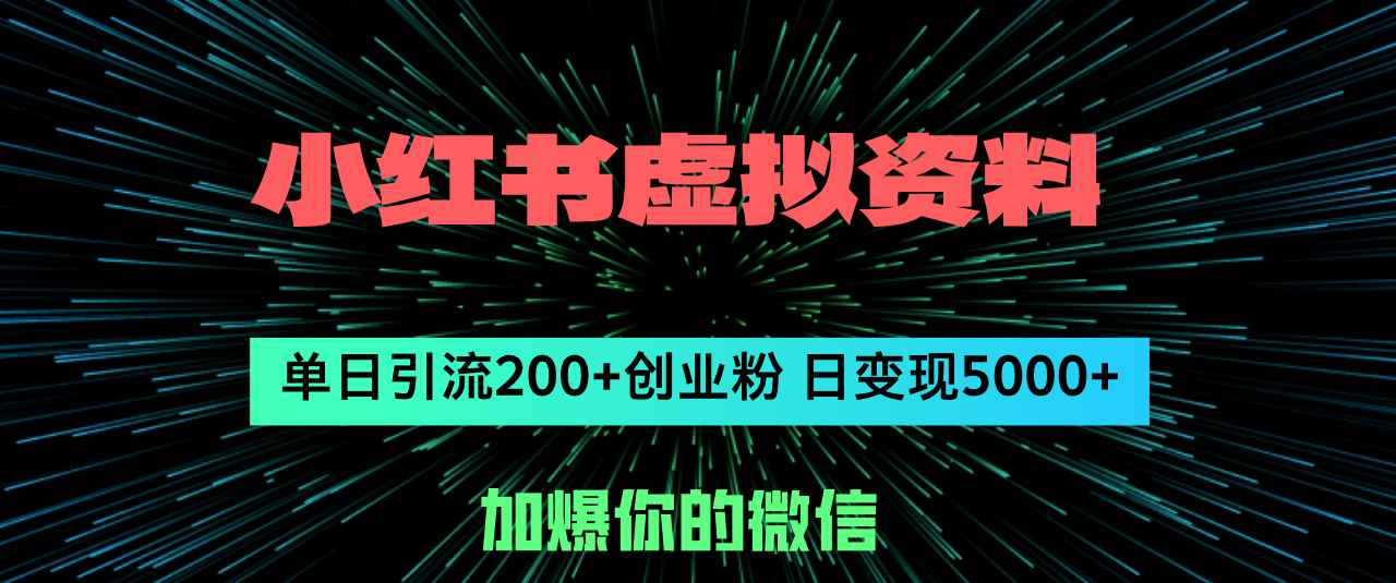 （12164期）小红书虚拟资料日引流200+创业粉，单日变现5000+-咩咩网络
