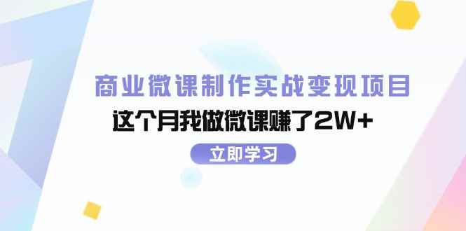 （11959期）商业微课制作实战变现项目，这个月我做微课赚了2W+-咩咩网络