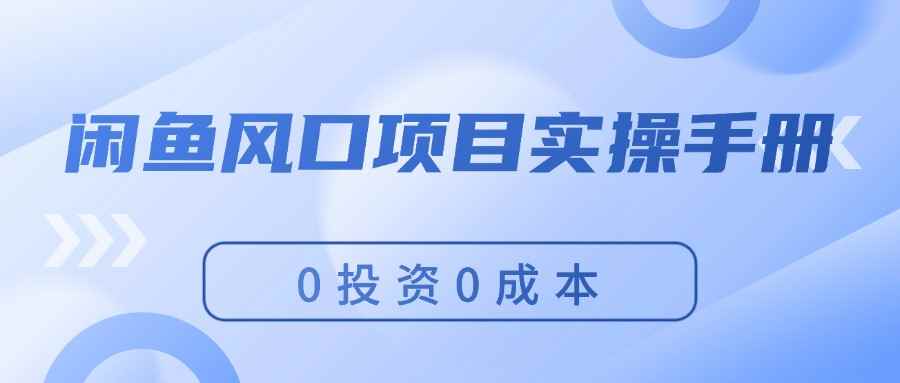（11923期）闲鱼风口项目实操手册，0投资0成本，让你做到，月入过万，新手可做-咩咩网络