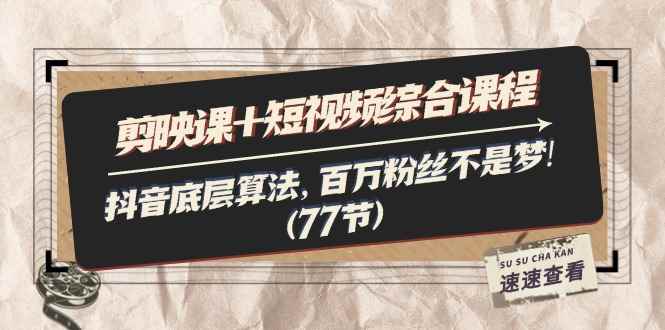 （11821期）剪映课+短视频综合课程：抖音底层算法，百万粉丝不是梦!（77节）-咩咩网络