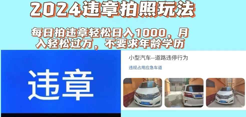 （11743期）2024违章拍照新玩法，推广躺赚+拍照赚钱双模式，日入1000+-咩咩网络