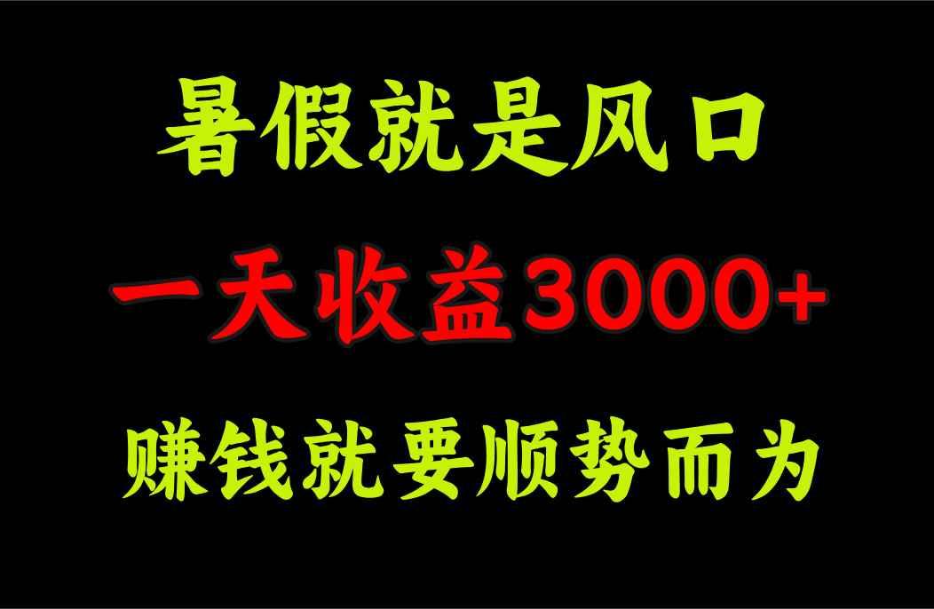 （11670期）一天收益3000+ 赚钱就是顺势而为，暑假就是风口-咩咩网络