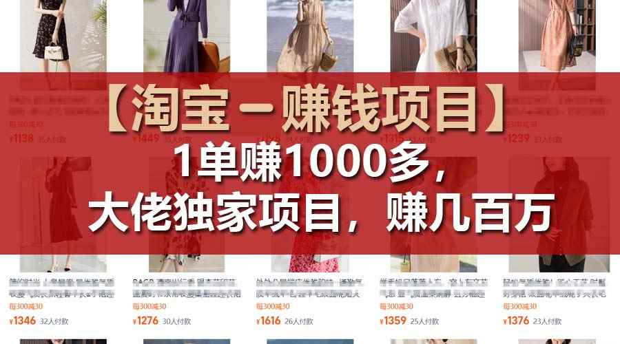 （11685期）【淘宝赚钱项目】1单可赚1000多，大佬独家项目，年赚几百万-咩咩网络