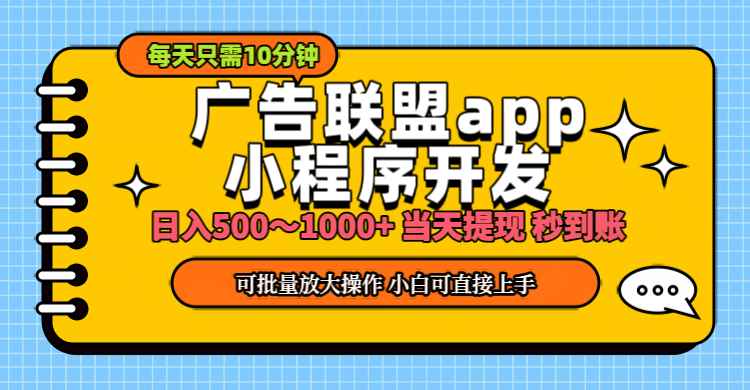 （11645期）小程序开发 广告赚钱 日入500~1000+ 小白轻松上手！-咩咩网络
