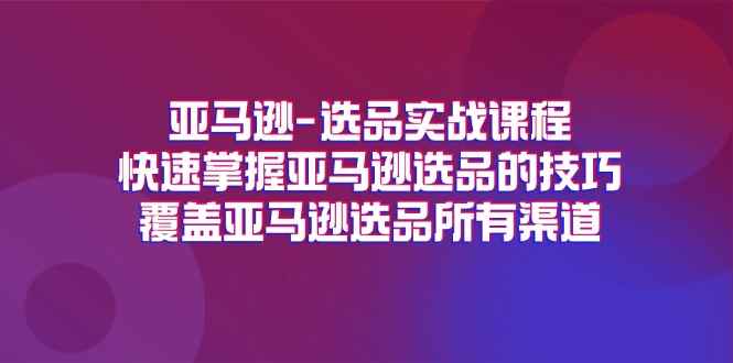 （11620期）亚马逊-选品实战课程，快速掌握亚马逊选品的技巧，覆盖亚马逊选品所有渠道-咩咩网络