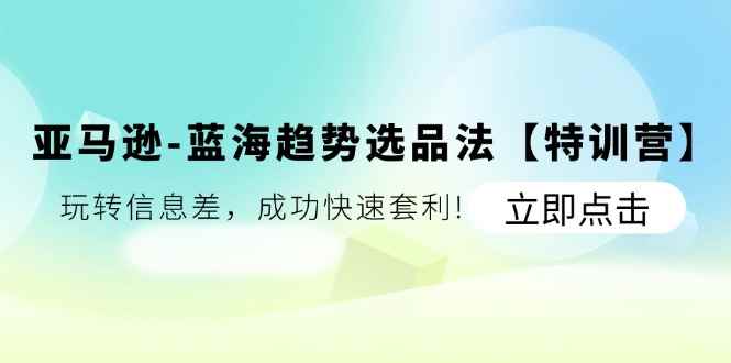 （11591期）亚马逊-蓝海趋势选品法【特训营】：玩转信息差，成功快速套利!-咩咩网络