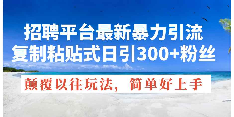 （11538期）招聘平台最新暴力引流，复制粘贴式日引300+粉丝，颠覆以往垃圾玩法，简…-咩咩网络