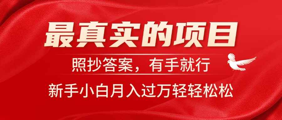 （11362期）最真实的项目，照抄答案，有手就行，新手小白月入过万轻轻松松-咩咩网络