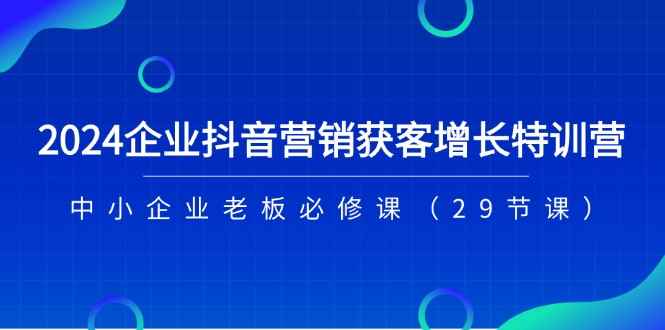（11349期）2024企业抖音-营销获客增长特训营，中小企业老板必修课（29节课）-咩咩网络