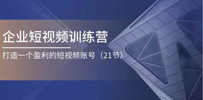 （11278期）企业短视频训练营：打造一个盈利的短视频账号（21节）-咩咩网络