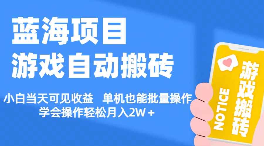 （11265期）【蓝海项目】游戏自动搬砖 小白当天可见收益 单机也能批量操作 学会操…-咩咩网络