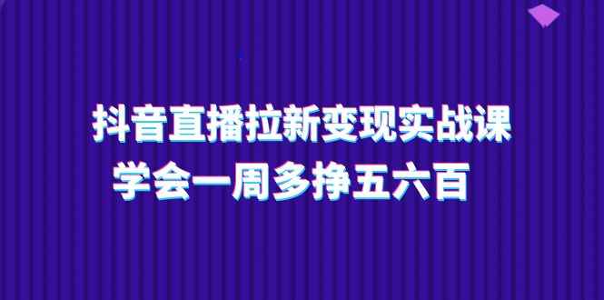 （11254期）抖音直播拉新变现实操课，学会一周多挣五六百（15节课）-咩咩网络