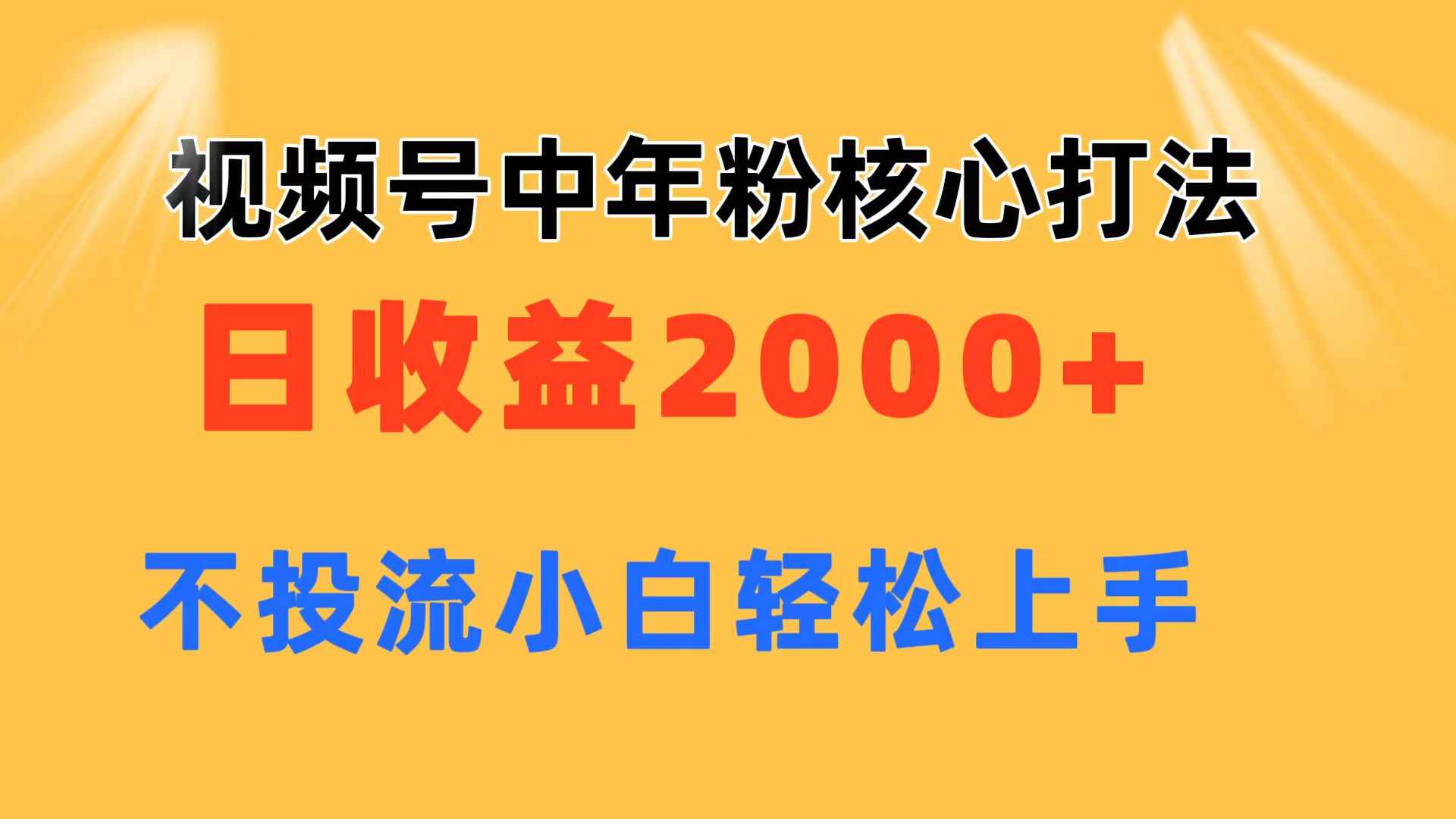 （11205期）视频号中年粉核心玩法 日收益2000+ 不投流小白轻松上手-咩咩网络