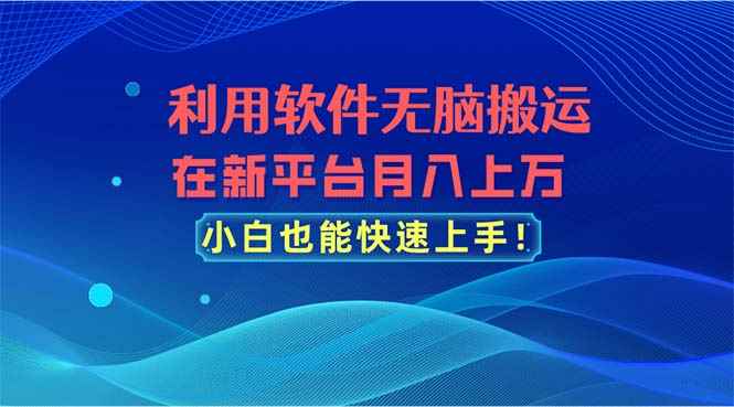 （11078期）利用软件无脑搬运，在新平台月入上万，小白也能快速上手-咩咩网络