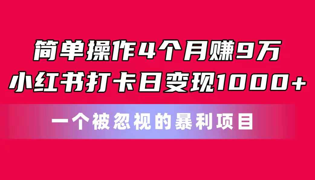 （11048期）简单操作4个月赚9万！小红书打卡日变现1000+！一个被忽视的暴力项目-咩咩网络