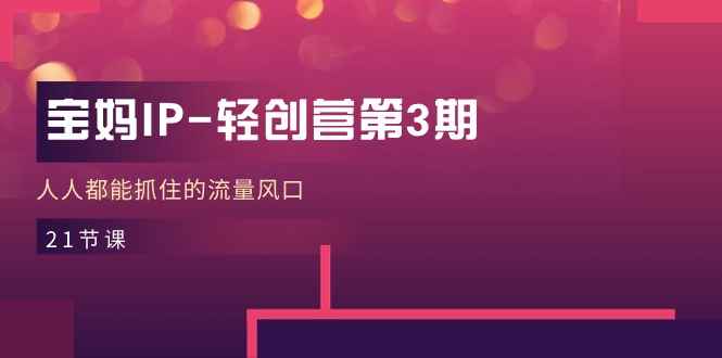（11042期）宝妈IP-轻创营第3期，人人都能抓住的流量风口（21节课）-咩咩网络