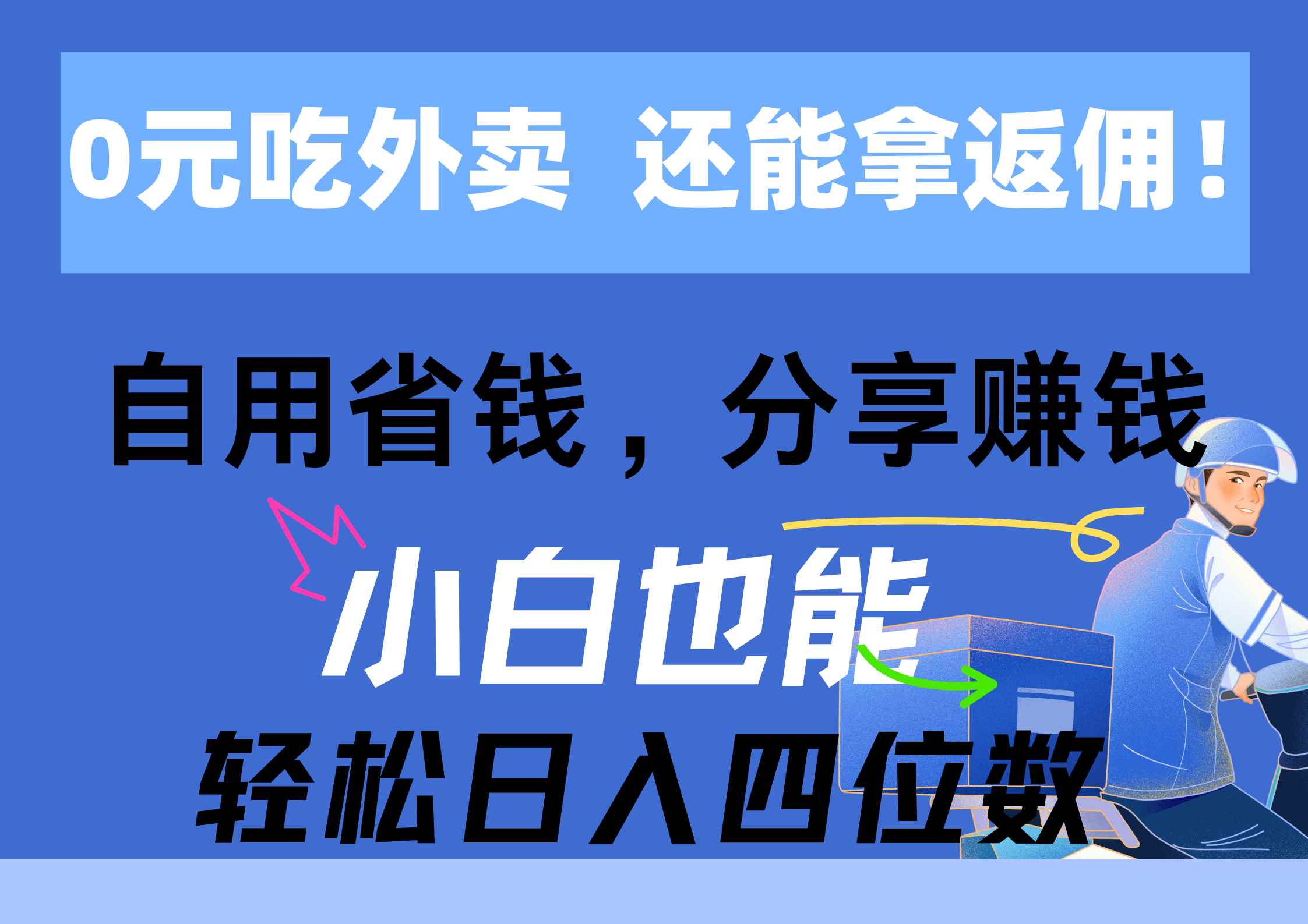 （11037期）0元吃外卖， 还拿高返佣！自用省钱，分享赚钱，小白也能轻松日入四位数-咩咩网络