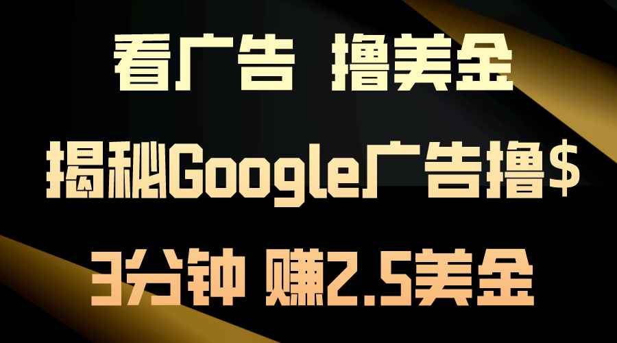（10912期）看广告，撸美金！3分钟赚2.5美金！日入200美金不是梦！揭秘Google广告…-咩咩网络