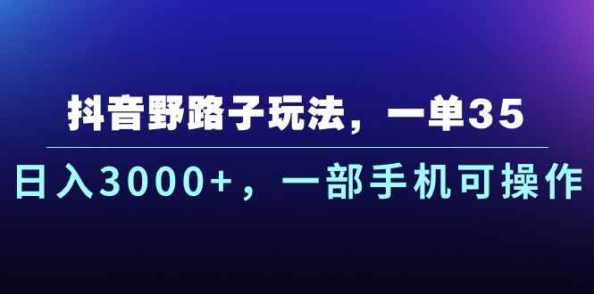 （10909期）抖音野路子玩法，一单35.日入3000+，一部手机可操作-咩咩网络