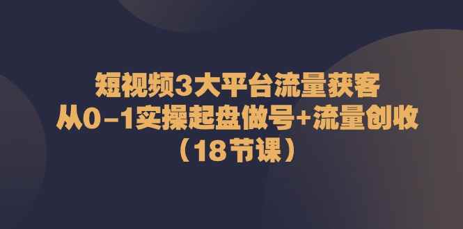 （10873期）短视频3大平台·流量 获客：从0-1实操起盘做号+流量 创收（18节课）-咩咩网络