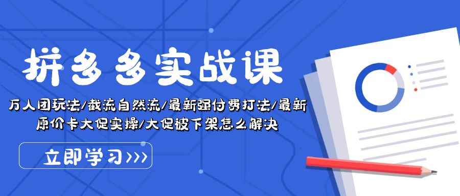 （10865期）拼多多·实战课：万人团玩法/截流自然流/最新强付费打法/最新原价卡大促..-咩咩网络