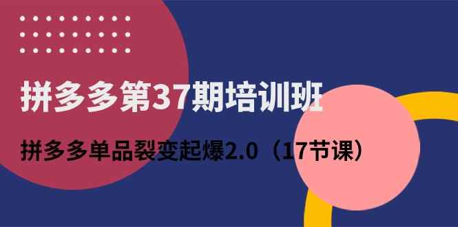 （10835期）拼多多第37期培训班：拼多多单品裂变起爆2.0（17节课）-咩咩网络
