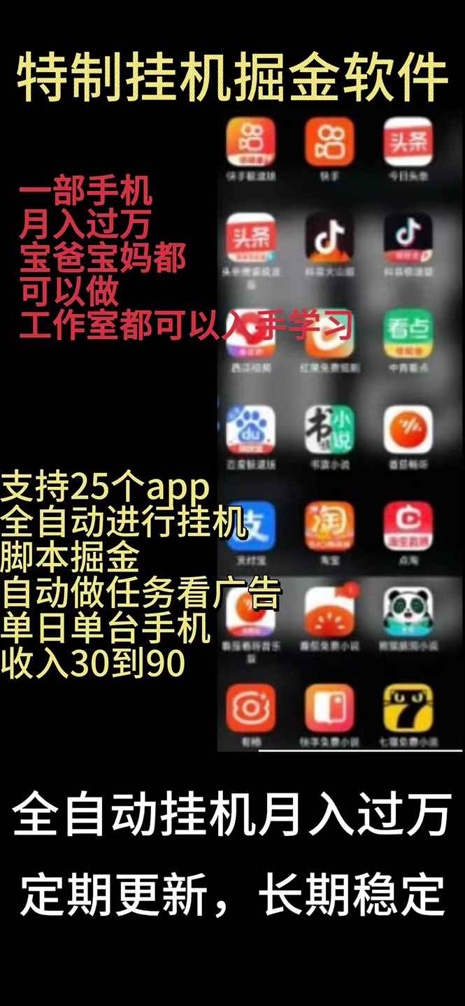 （10769期）挂机24小时轻松日入500+，欢迎大家来对接，特别适合宝爸宝妈工作室学生党-咩咩网络