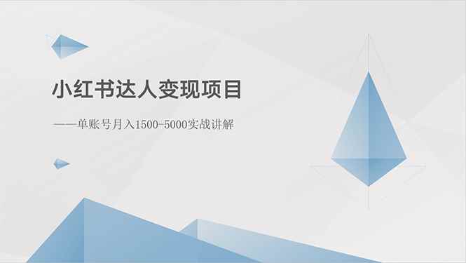 （10720期）小红书达人变现项目：单账号月入1500-3000实战讲解-咩咩网络