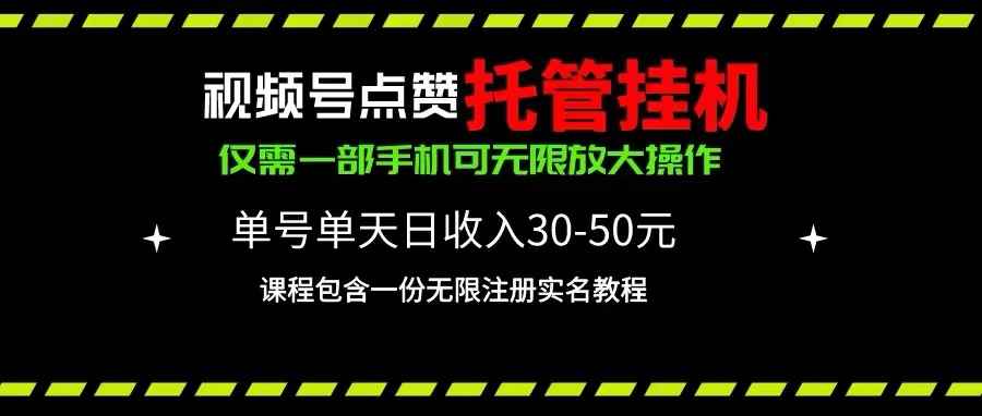 （10644期）视频号点赞托管挂机，单号单天利润30~50，一部手机无限放大（附带无限…-咩咩网络
