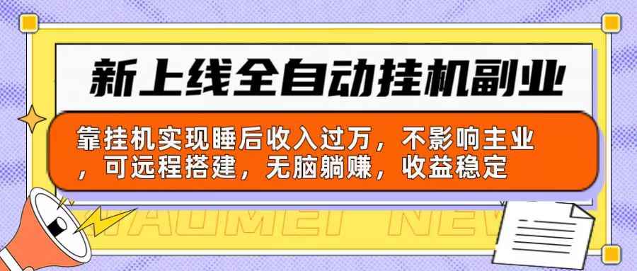 （10588期）新上线全自动挂机副业：靠挂机实现睡后收入过万，不影响主业可远程搭建…-咩咩网络