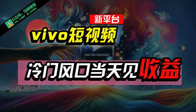 （10390期）全新平台vivo短视频，新风口AI混剪无脑搬运，冷门风口当天见收益，7天…-咩咩网络