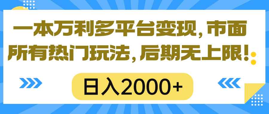 （10311期）一本万利多平台变现，市面所有热门玩法，日入2000+，后期无上限！-咩咩网络