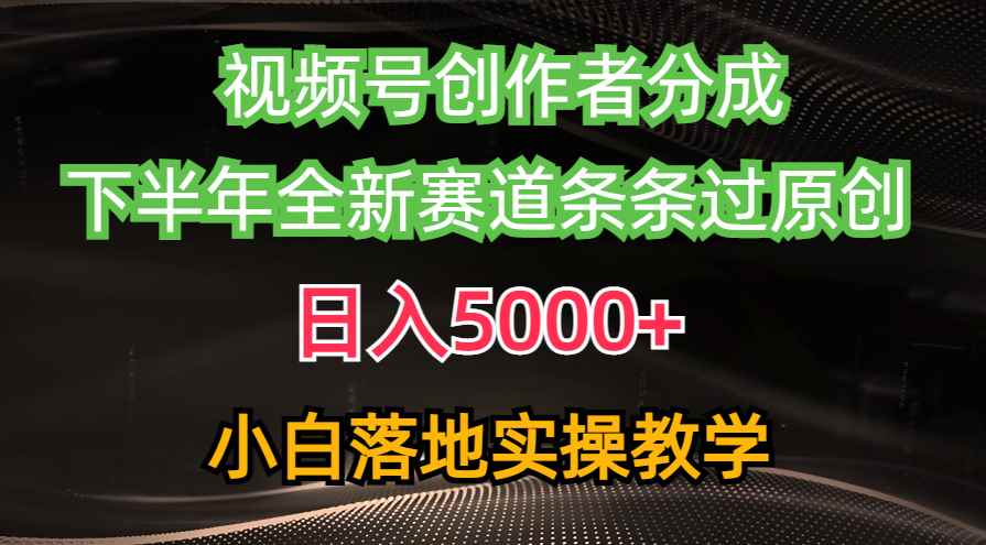 （10294期）视频号创作者分成最新玩法，日入5000+  下半年全新赛道条条过原创，小…-咩咩网络