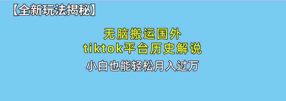 （10326期）无脑搬运国外tiktok历史解说 无需剪辑，简单操作，轻松实现月入过万-咩咩网络
