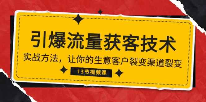（10276期）《引爆流量 获客技术》实战方法，让你的生意客户裂变渠道裂变（13节）-咩咩网络