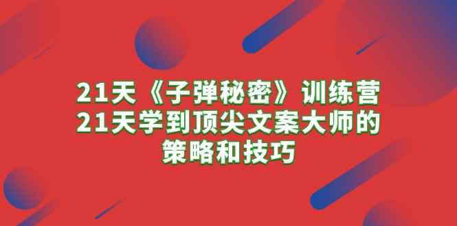 （10209期）21天《子弹秘密》训练营，21天学到顶尖文案大师的策略和技巧-咩咩网络
