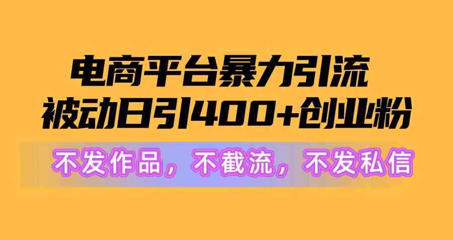 （10168期）电商平台暴力引流,被动日引400+创业粉不发作品，不截流，不发私信-咩咩网络