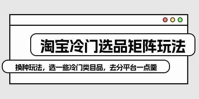 （10159期）淘宝冷门选品矩阵玩法：换种玩法，选一些冷门类目品，去分平台一点羹-咩咩网络