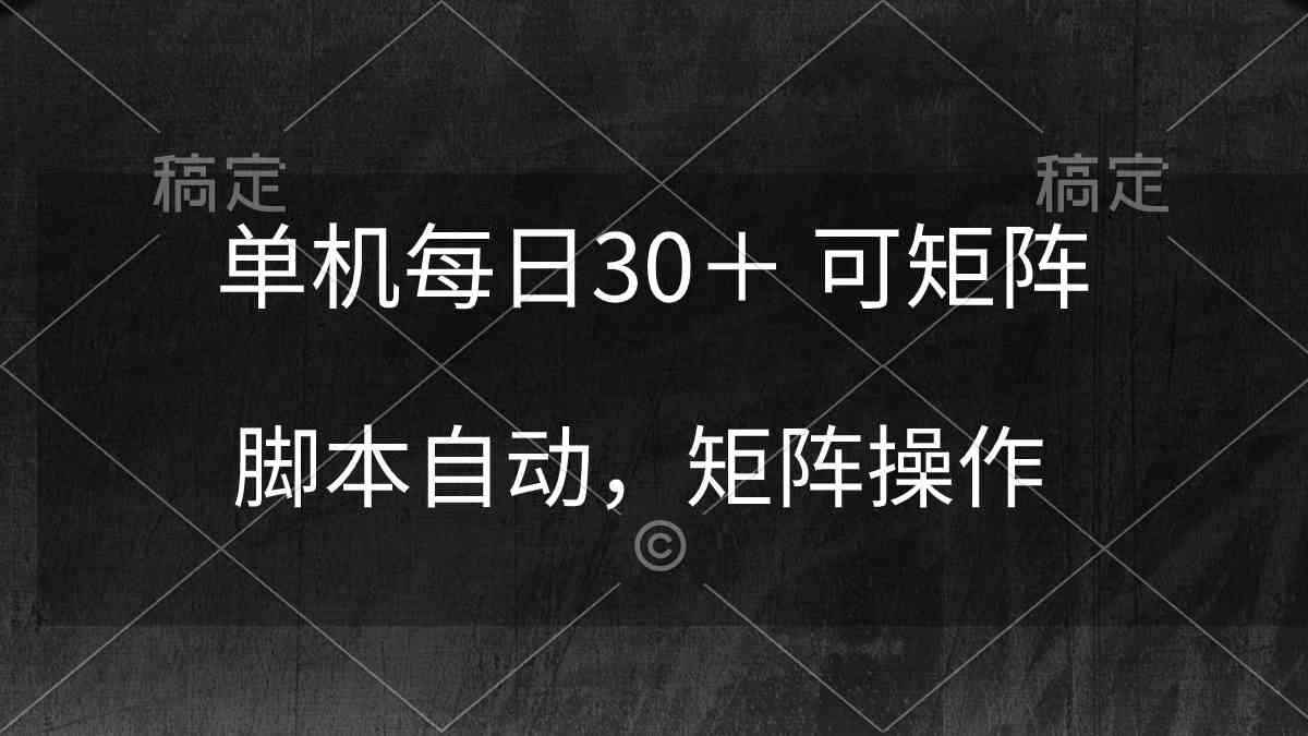 （10100期）单机每日30＋ 可矩阵，脚本自动 稳定躺赚-咩咩网络